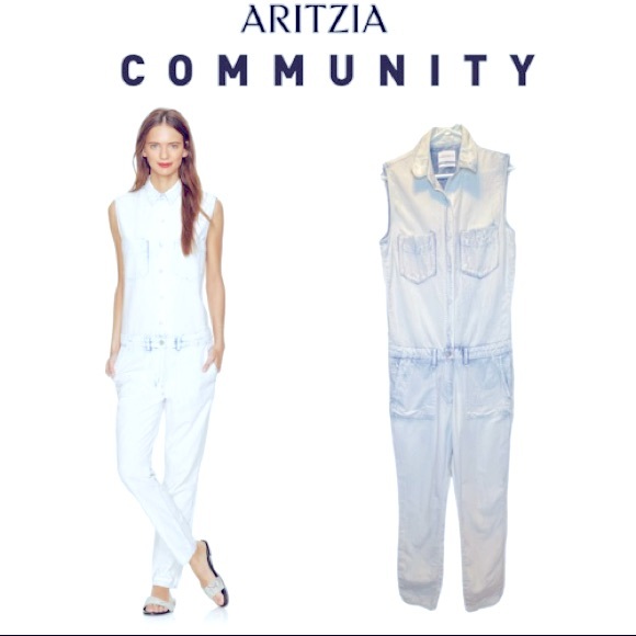 Aritzia Pants - Community Virtus Bleach Wash Denim Jumpsuit